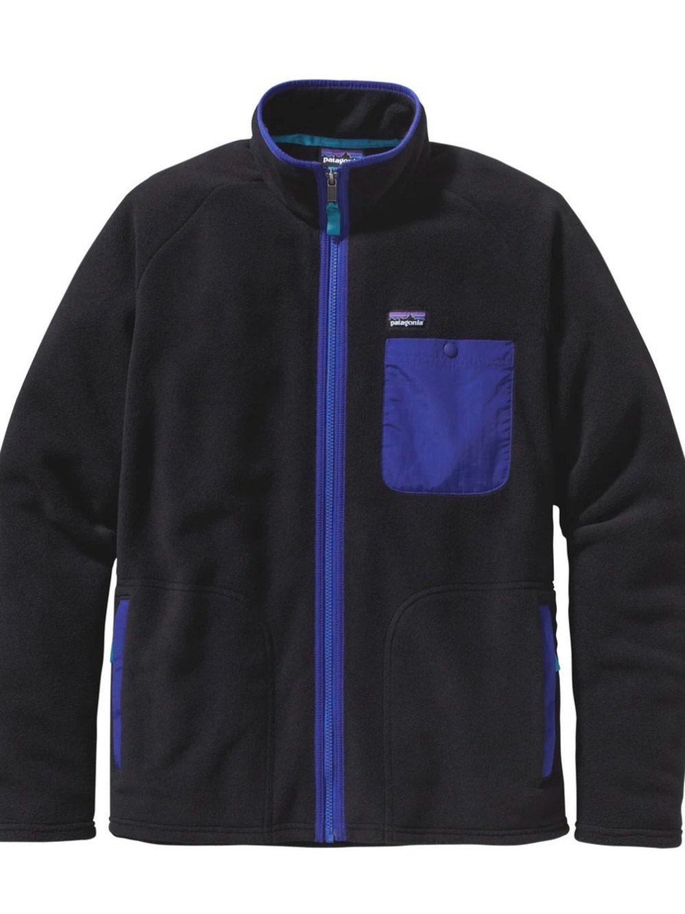 Patagonia Black Fleece Jacket with Blue Accents
